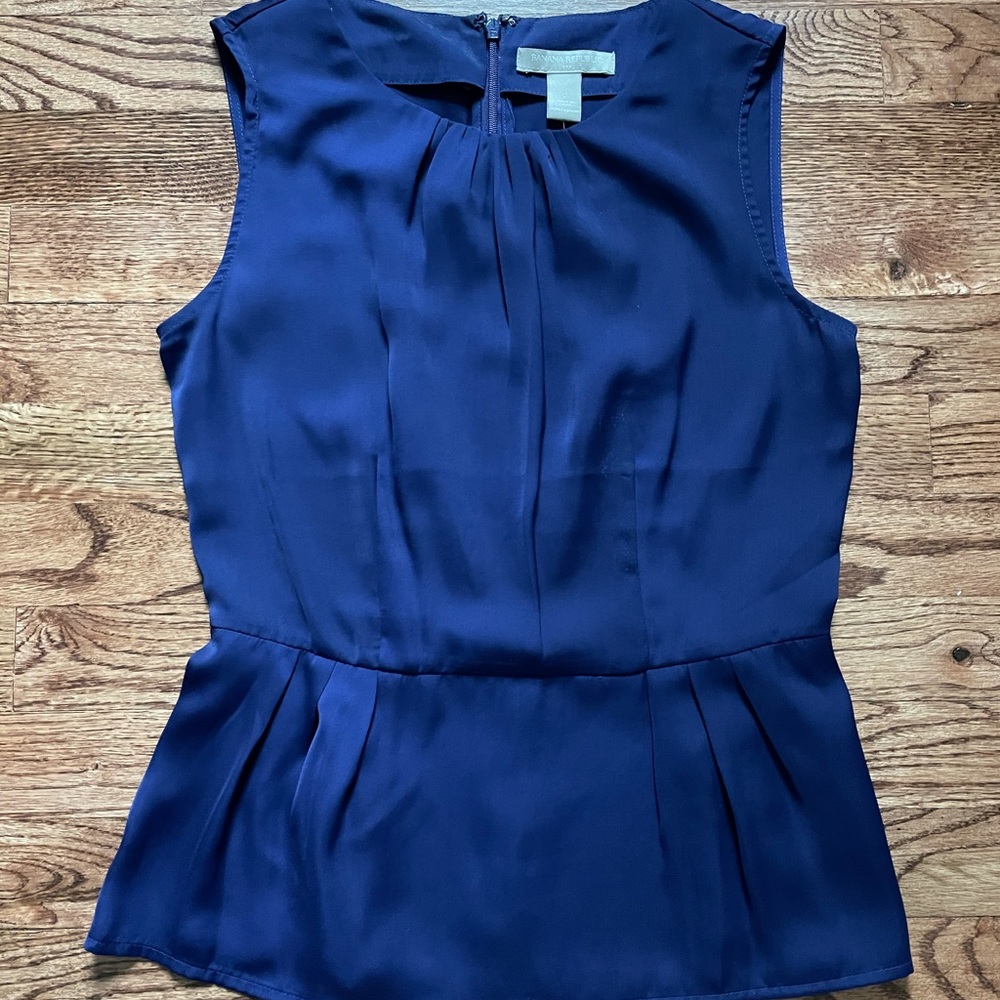 NWT Banana Republic Navy peplum blouse